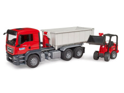 Bruder MAN TGS s kontejnerem a nakladačem Schäffer 1:16